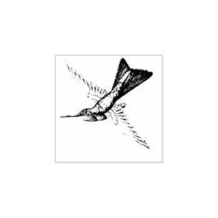 Flying Hummingbird Bird Animal Wildlife Wood Stamp