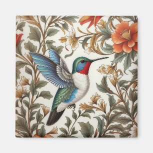 Flying Hummingbird William Morris Inspired Magnet