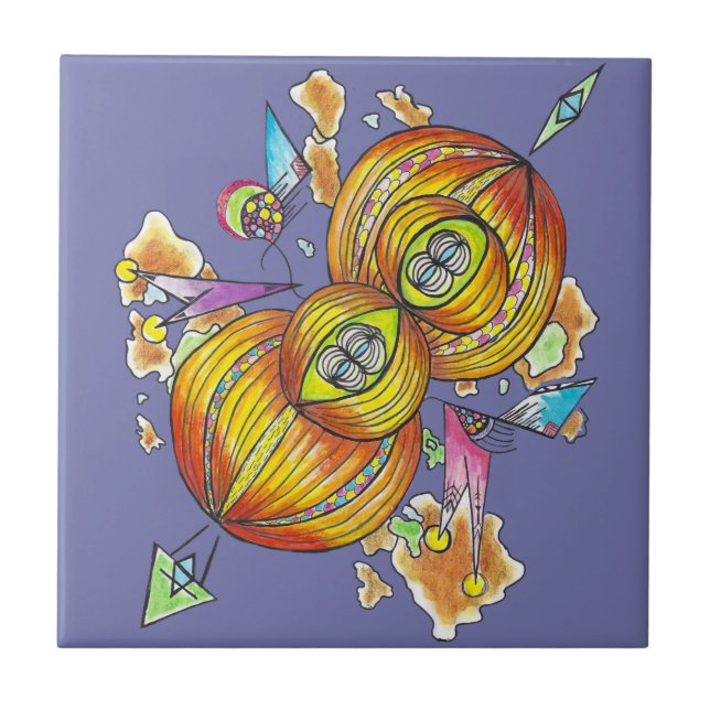 Flying infinity tile.psychedelic butterfly. tile (Front)