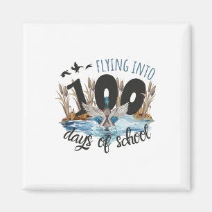 Flying Into 100 Days Of School Duck Hunting 100th  Magnet