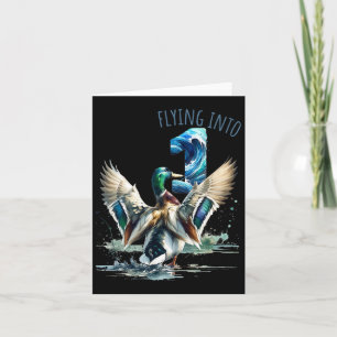 Flying Into 1 Duck Hunting 1st Birthday Party 1 Ye Card