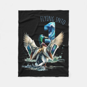 Flying Into 1 Duck Hunting 1st Birthday Party 1 Ye Fleece Blanket