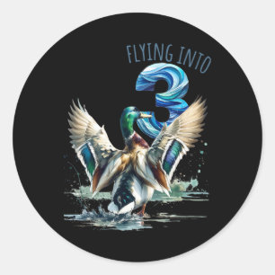 Flying Into 3 Duck Hunting 3rd Birthday Party 3 Ye Classic Round Sticker