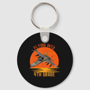 Flying Into 4th Grade Boys Back To School Jet Grap Key Ring