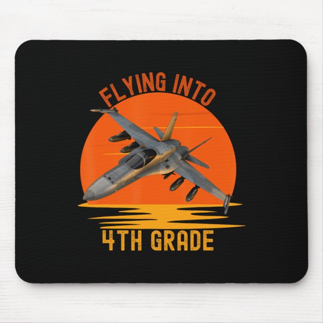 Flying Into 4th Grade Boys Back To School Jet Grap Mouse Mat (Front)