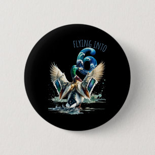 Flying Into 6 Duck Hunting 6th Birthday Party 6 Ye Cm Round Badge