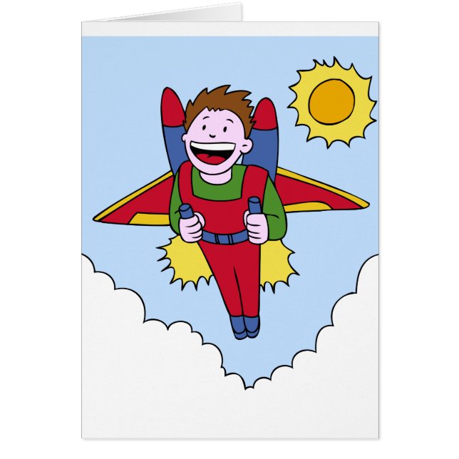 Flying Jet Pack Man Cartoon (Front)