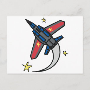 Flying Jet Plane Postcard