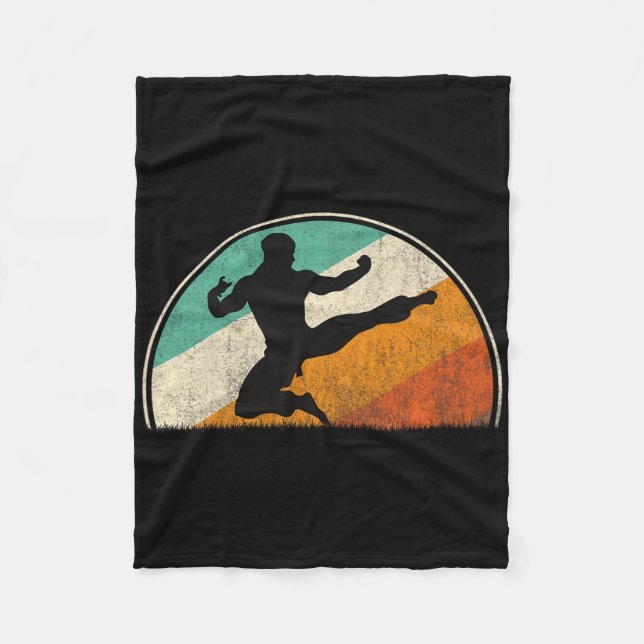 Flying Kick Silhouette  Fleece Blanket (Front)