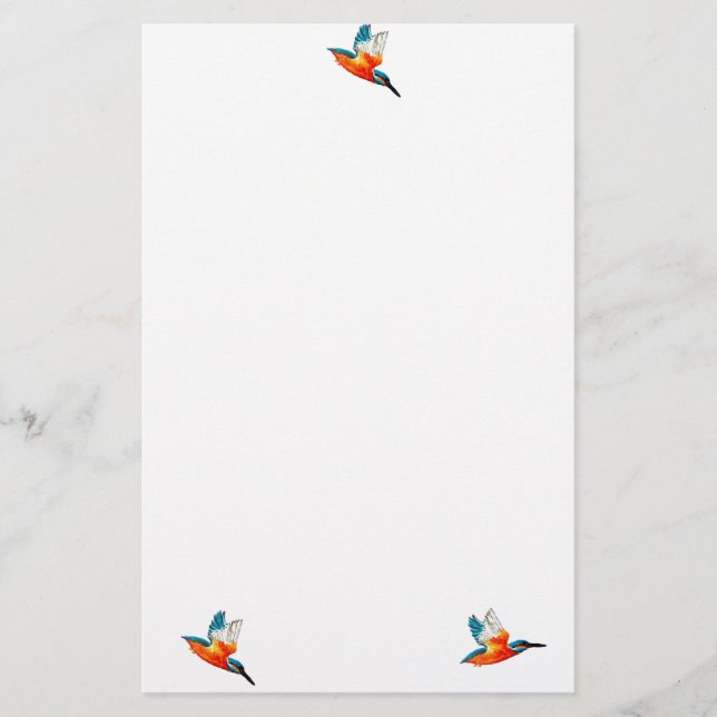 Flying Kingfisher Birds Stationery (Front)