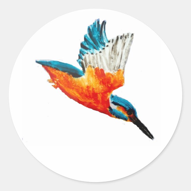 Flying Kingfisher Classic Round Sticker (Front)