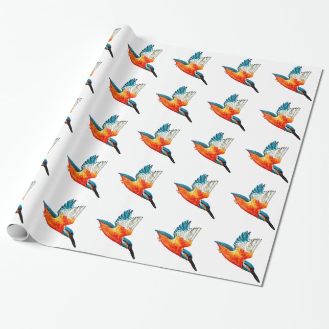 Flying Kingfishers Wrapping Paper (Unrolled)