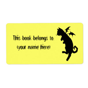 Flying kitteh bookplate, square