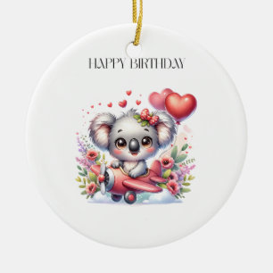 Flying Koala Birthday Ceramic Tree Decoration