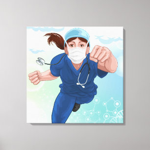 Flying lady doctor canvas print