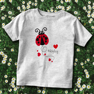 Flying ladybug hearts red name t-shirt