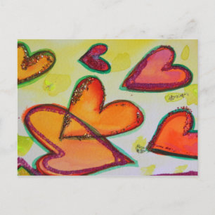 Flying Laugh Hearts Postcard