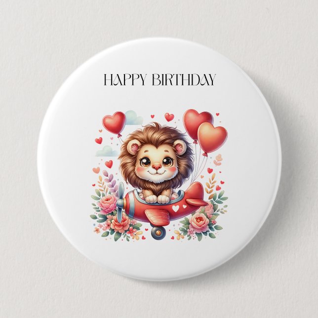 Flying Lion Birthday 7.5 Cm Round Badge (Front)