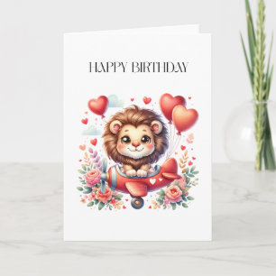 Flying Lion Birthday Card