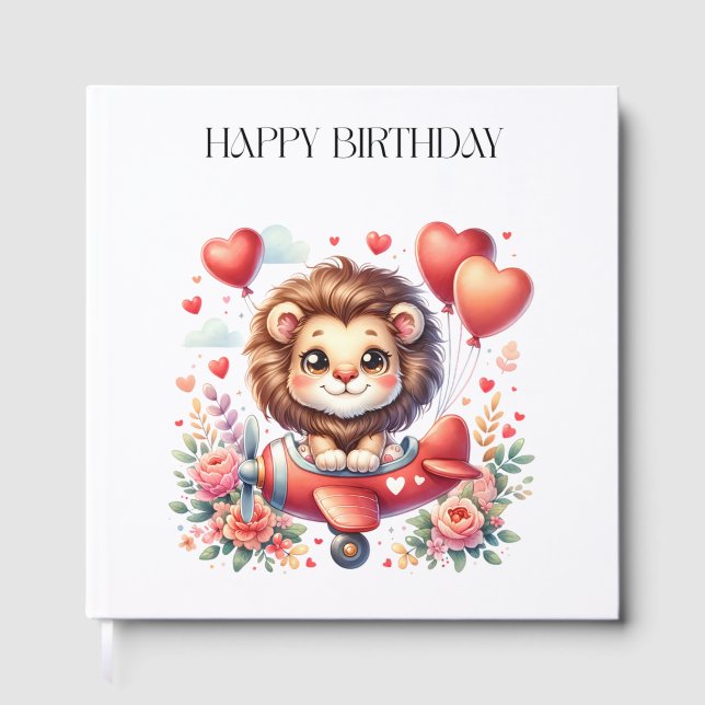 Flying Lion Birthday Guest Book (Front)