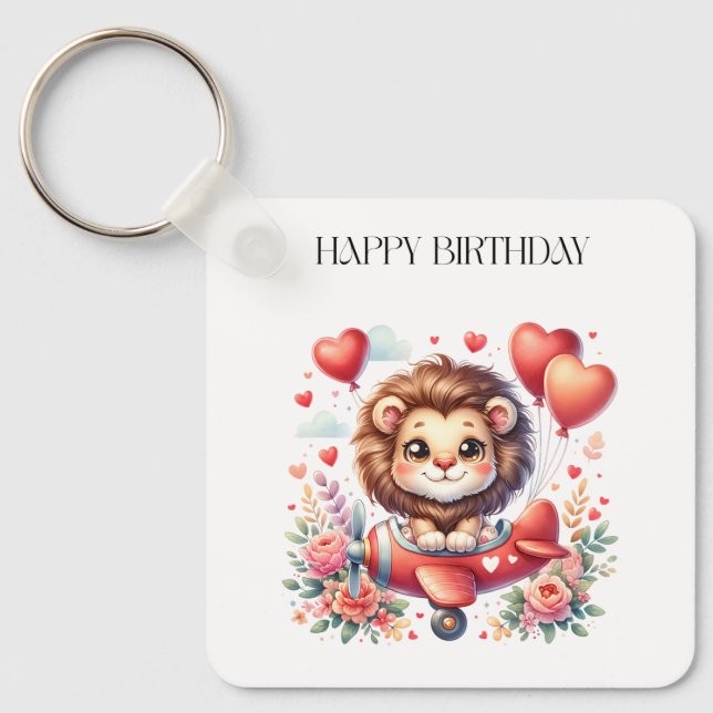 Flying Lion Birthday Key Ring (Front)