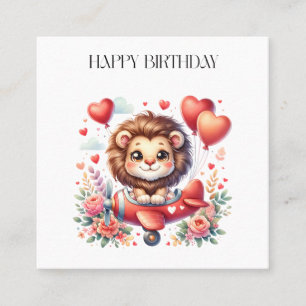 Flying Lion Birthday Square Business Card