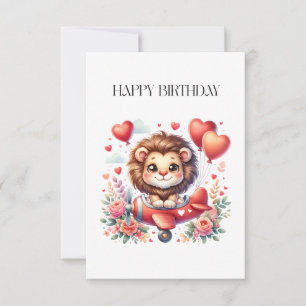 Flying Lion Birthday Thank You Card