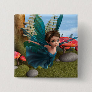 Flying Little Fairy Butterfly 15 Cm Square Badge