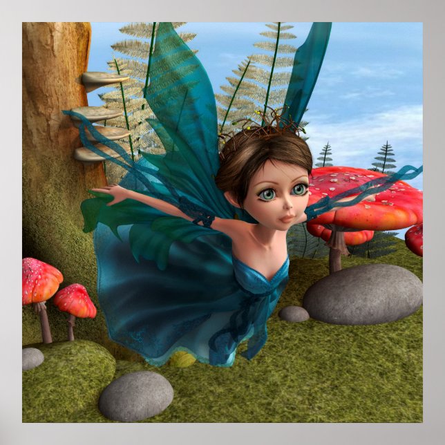Flying Little Fairy Butterfly Poster (Front)