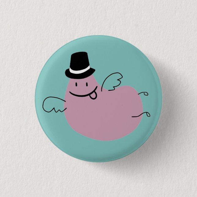 Flying little pink bean  3 cm round badge (Front)
