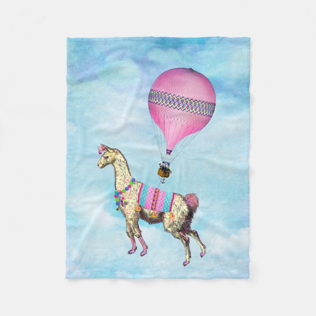 Flying Llama Fleece Blanket (Front)