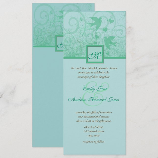 Flying Love Birds Wedding Invitation (Front/Back)