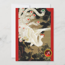 FLYING LOVE PHOENIX,Feathers,Hearts Wedding Invite