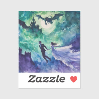 Flying Lovers - Watercolor Painting