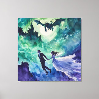 Flying Lovers - Watercolor Painting Canvas Print
