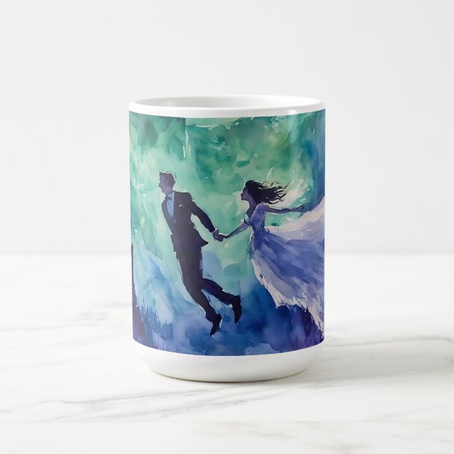 Flying Lovers - Watercolor Painting Coffee Mug (Center)