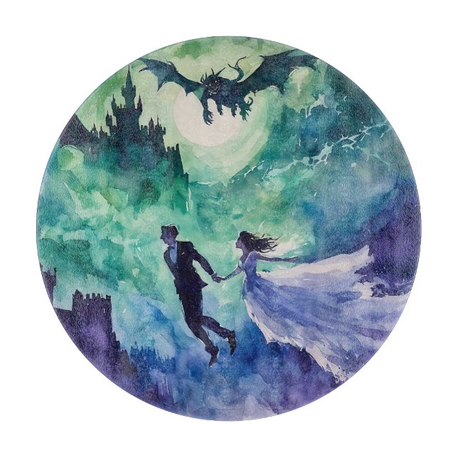 Flying Lovers - Watercolor Painting Cutting Board (Front)