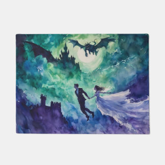Flying Lovers - Watercolor Painting Doormat