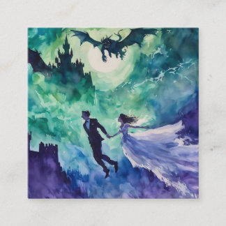 Flying Lovers - Watercolor Painting Enclosure Card