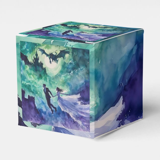 Flying Lovers - Watercolor Painting Favour Box (Front Side)