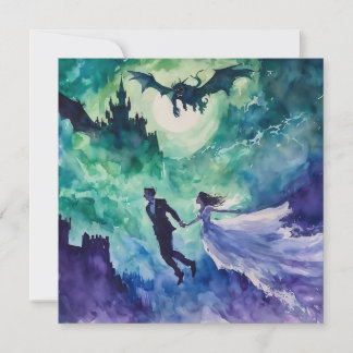 Flying Lovers - Watercolor Painting Invitation