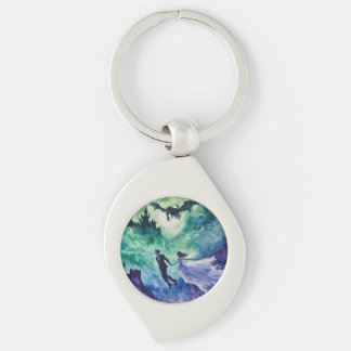 Flying Lovers - Watercolor Painting Key Ring