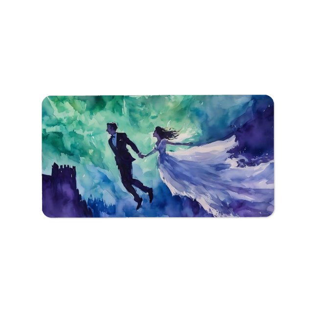 Flying Lovers - Watercolor Painting Label (Front)