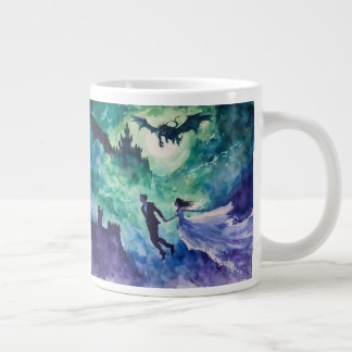 Flying Lovers - Watercolor Painting Large Coffee Mug