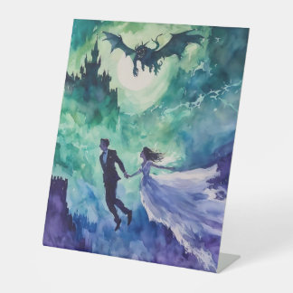 Flying Lovers - Watercolor Painting Pedestal Sign