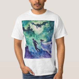Flying Lovers - Watercolor Painting T-Shirt