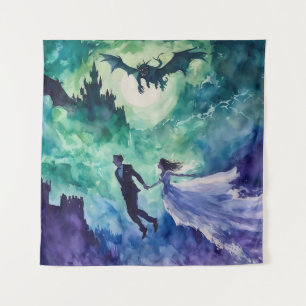 Flying Lovers - Watercolor Painting Tapestry