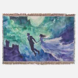 Flying Lovers - Watercolor Painting Throw Blanket