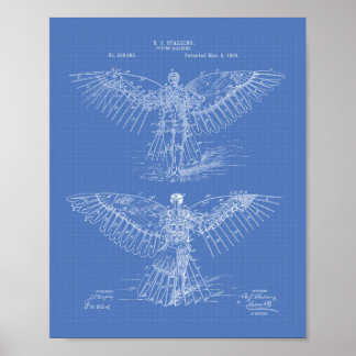 Flying machine 1889 Patent Art - Blueprint Poster
