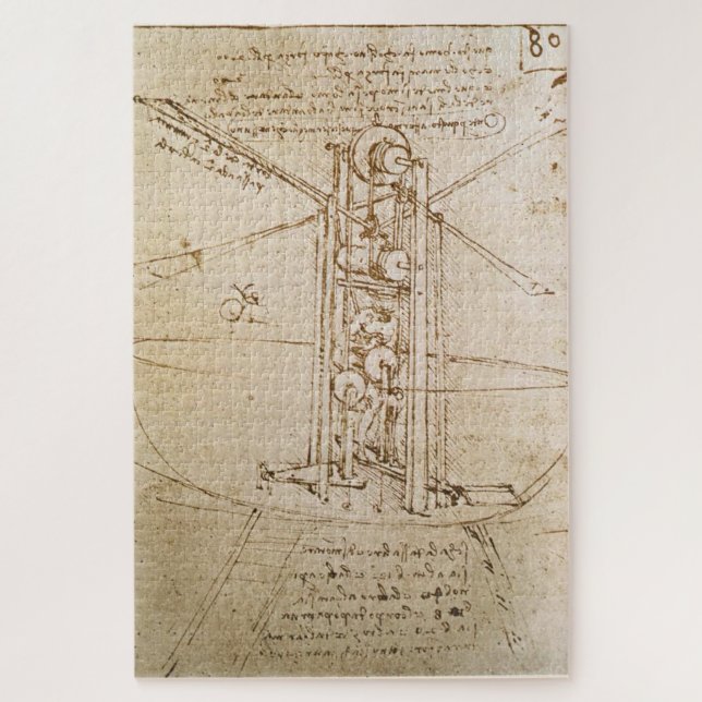 Flying Machine (c.1487) by Leonardo da Vinci Jigsaw Puzzle (Vertical)